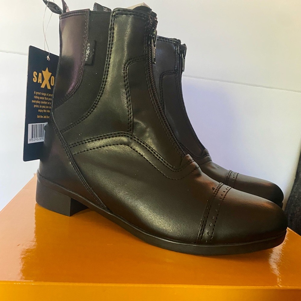 Riding Boots - Saxon Syntovia Zip Boots for Horseback Riding. Black, Siz…